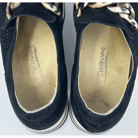 Softwaves Cadie Platform Sneakers Womens EU 37.5 US 7 Loafer Black Suede Slip On - Picture 6 of 12